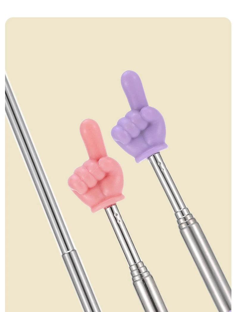 Stainless Steel Teaching Pointer Telescopic Rod Finger Design Teaching Stick Finger Reading Sticks School Office Supplies - AIAZ