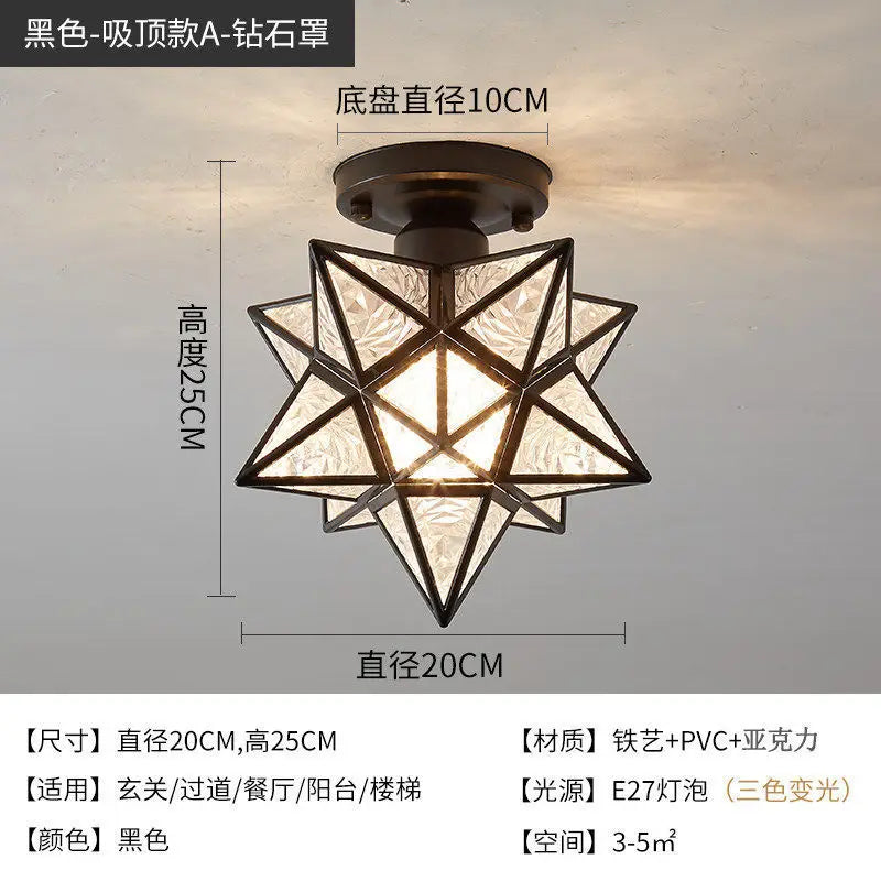 Lamps for Living Room Decor Five-pointed Star Ceiling Modern Balcony Corridor Porch Fashion Network Red Star  Ceiling Light