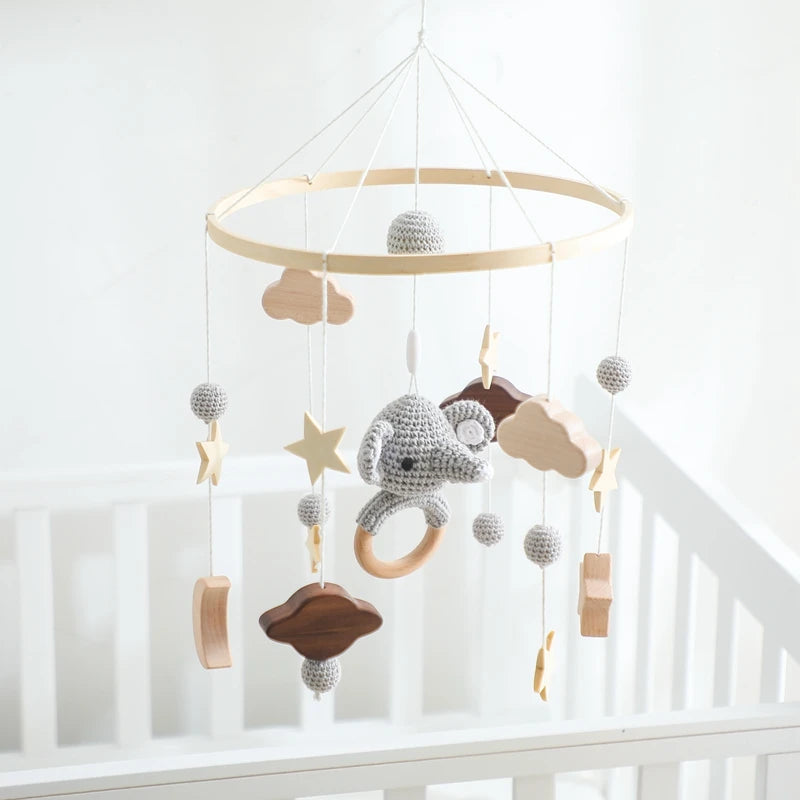 3pc/set Baby Wooden Bed Bell Bracket Mobile Hanging Rattles Toy Hanger Baby Crib Mobile Bed Bell Wood Toy Holder Arm Bracket