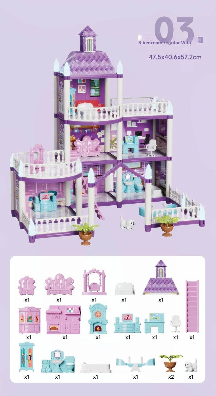3D DIY Fantasy Princess Castle Villa Assembly Doll House Set Toys, Girls Home Toys & 3D Kids Toys - AIAZ