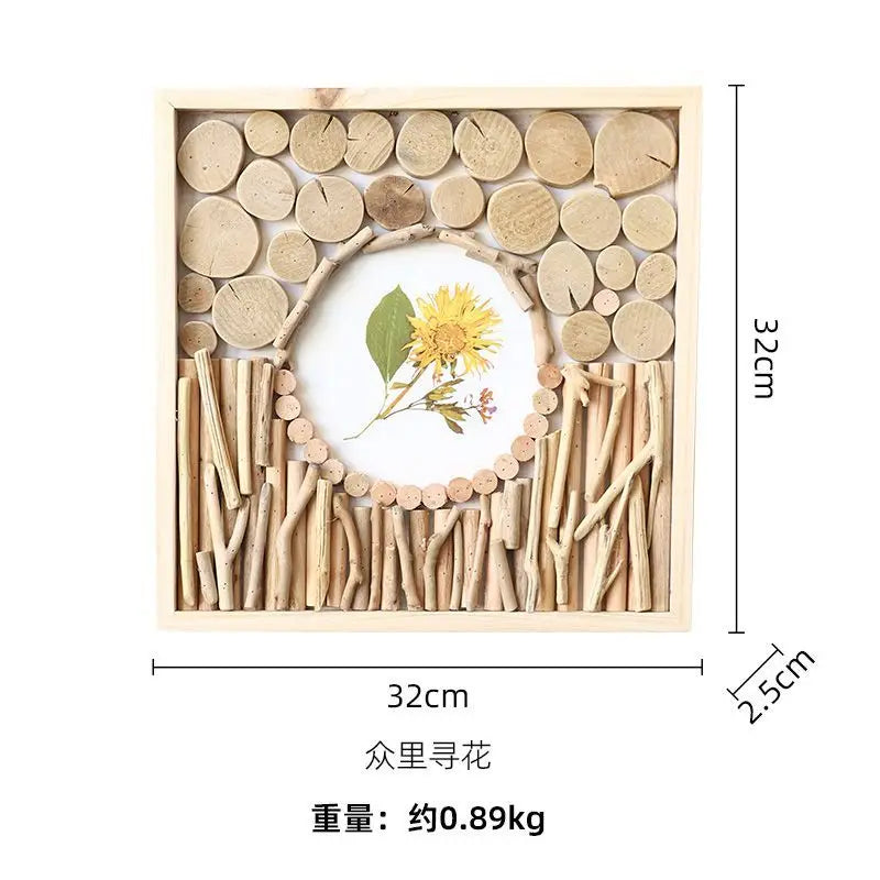 52x52cm 3D Flower & Wheat Field Building Blocks Wall Art - simple Creative Room Decor Aesthetic for Dining Room & Living Room