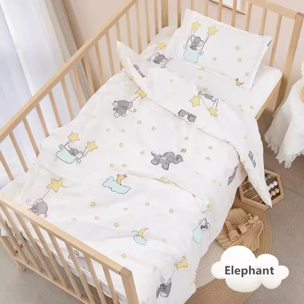 Without Filling 3Pcs Baby Nursery Crib Bedding Set Duvet Pillow Covers Cotton Sheet Include Duvet Cover Pillowcase Sheet