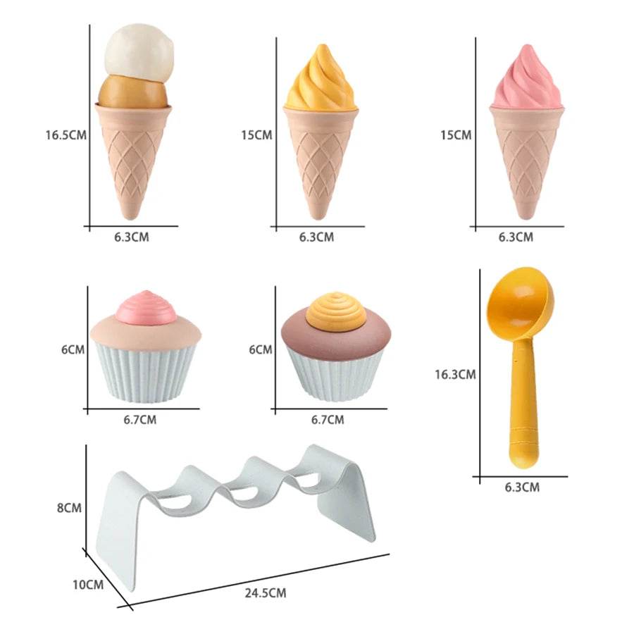 Children Beach toys play sand wheat straw material ice cream toys digging sand tools environmental Nordic wind outdoor - AIAZ