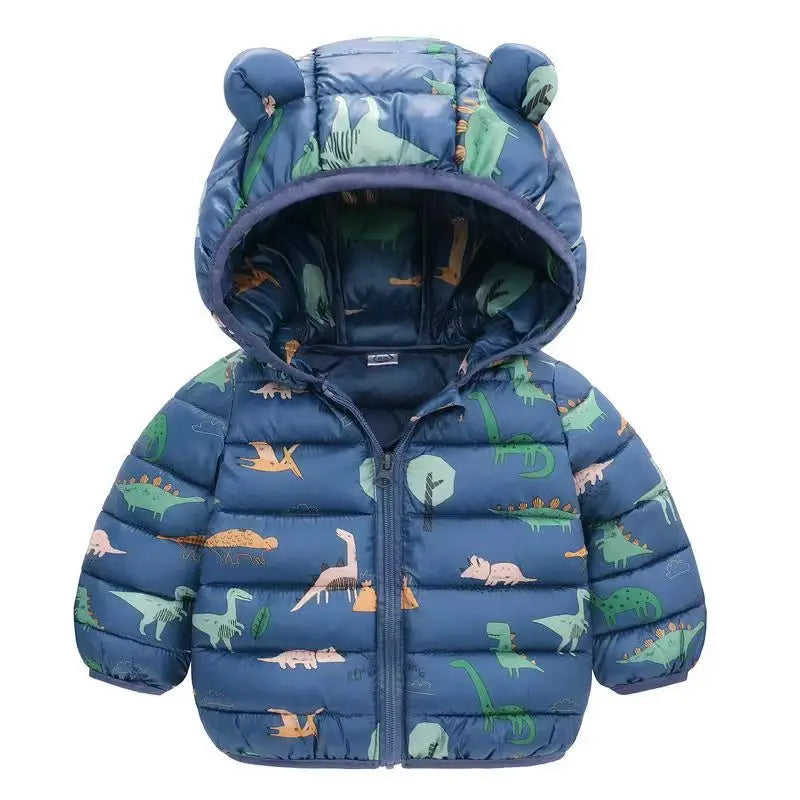 Baby Boys Girls Jackets For Kids Cartoon Bear Zipper Coats Autumn Boys Warm Hooded Down Jackets Children Christmas Outerwear