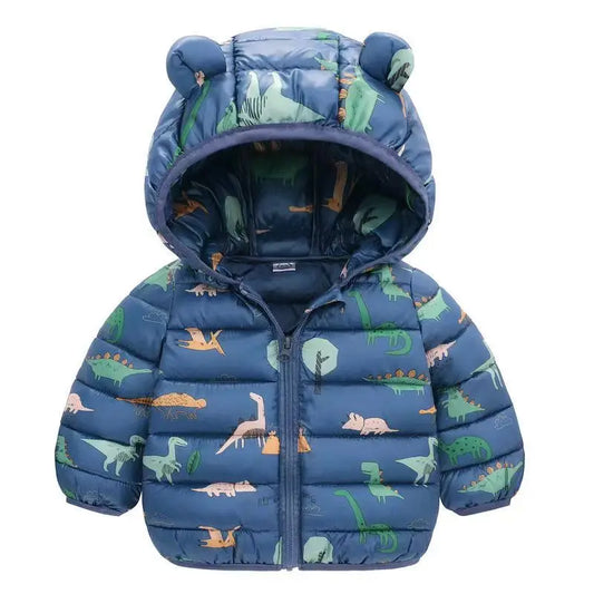 Baby Boys Girls Jackets For Kids Cartoon Bear Zipper Coats Autumn Boys Warm Hooded Down Jackets Children Christmas Outerwear