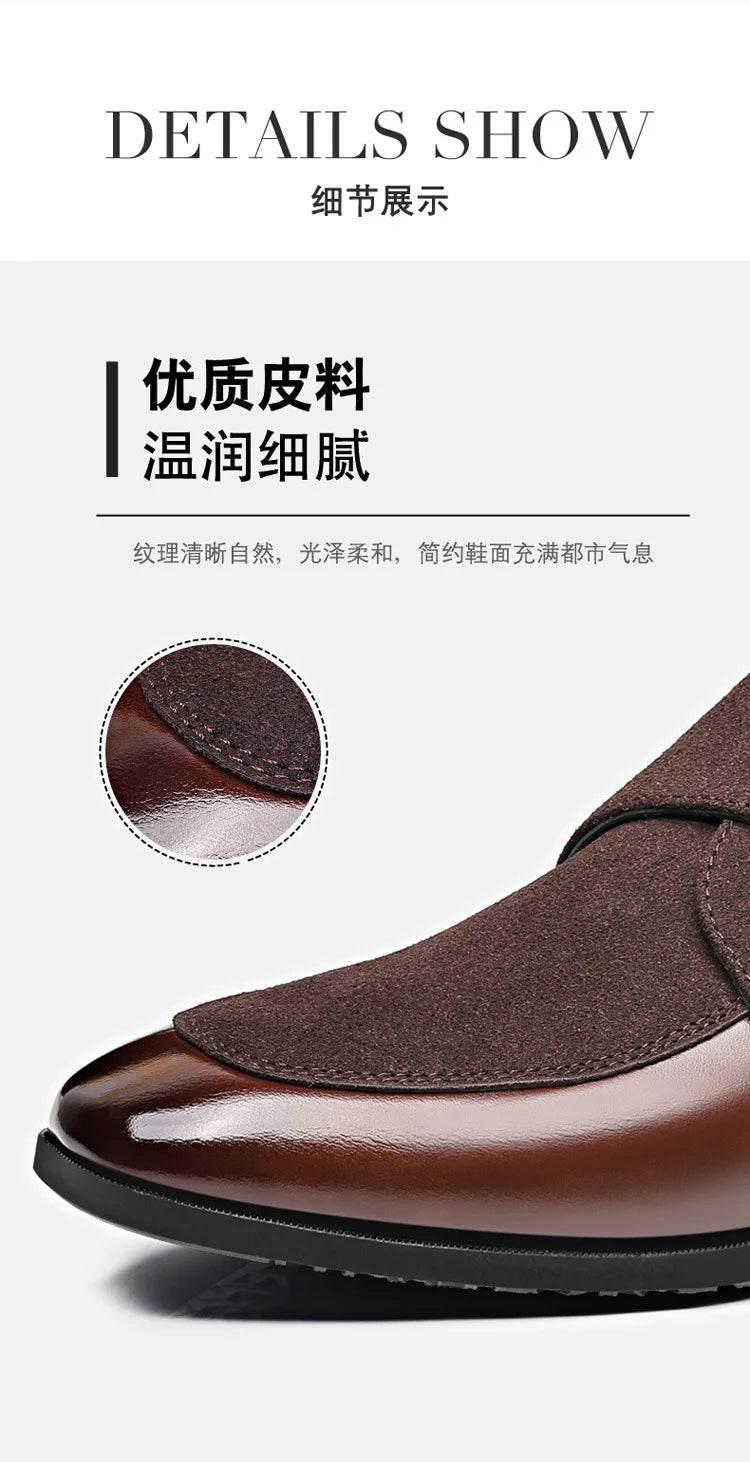 Casual Business Shoes for Men Point Toe Men Dress Buckle Shoes Luxury Men's Wedding Formal Shoes Derby Party Oxford Footwear - AIAZ