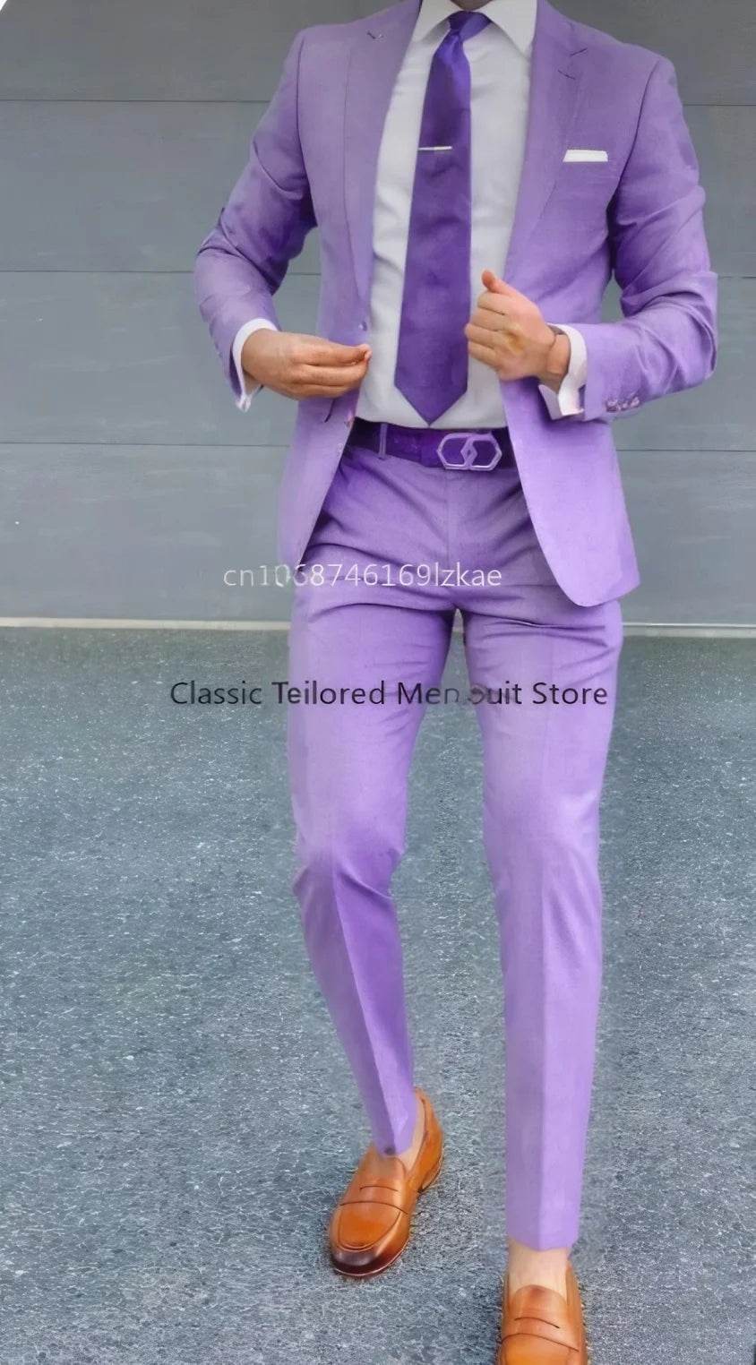 Men's Suit 2 Piece Suit Jacket Pants Formal Wedding Tuxedo Groom Clothes Custom Color Blazer XS-5XL - AIAZ