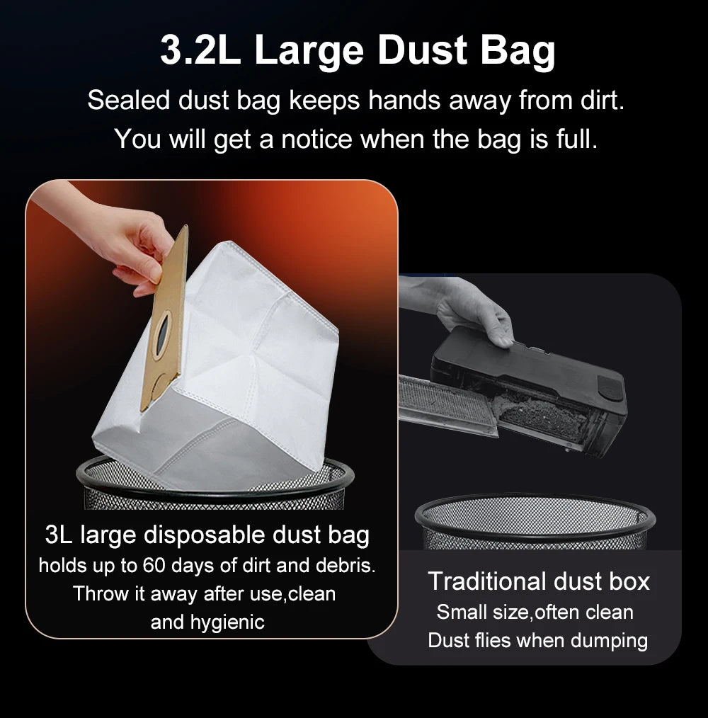 Robot Vacuum Cleaner K30 Self-cleaning dustbin, Dual Laser,UV Spot Cleaning,240mins Runtime, Auto Smart Carpet Floor Washing