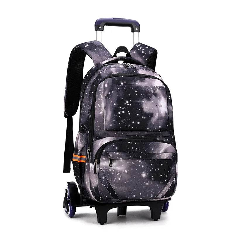 School bags with Wheels School Rolling Backpacks for Boys Trolley Bag Waterproof Orthopedic School Bag Student Wheeled Backpack - AIAZ