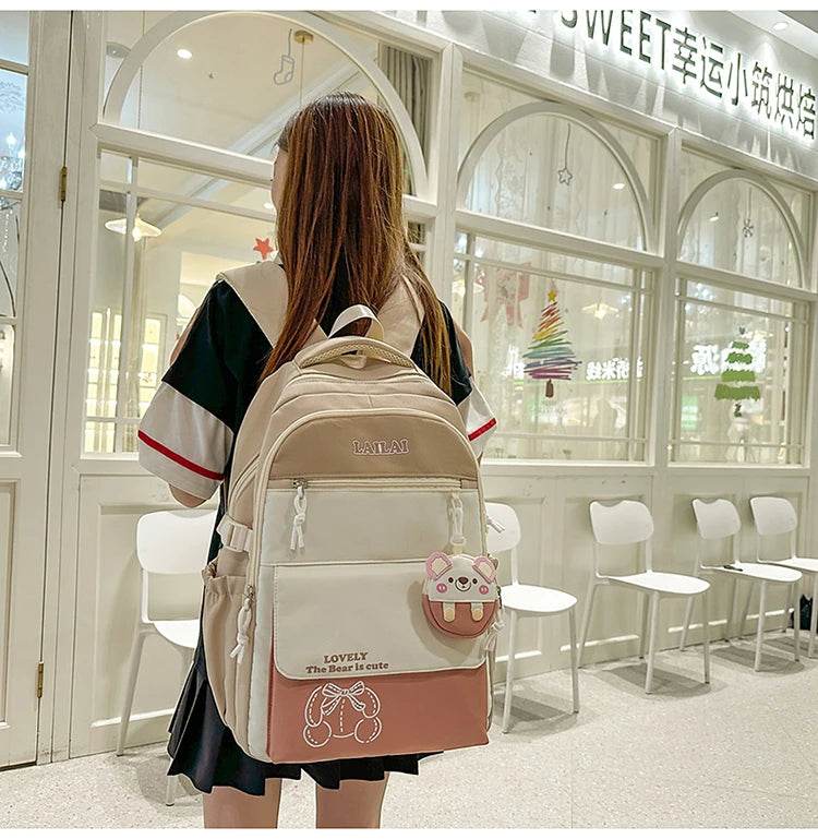 Schoolbag, a lightweight and large - capacity backpack designed for junior high school girls, aiming to relieve pressure and pro - AIAZ