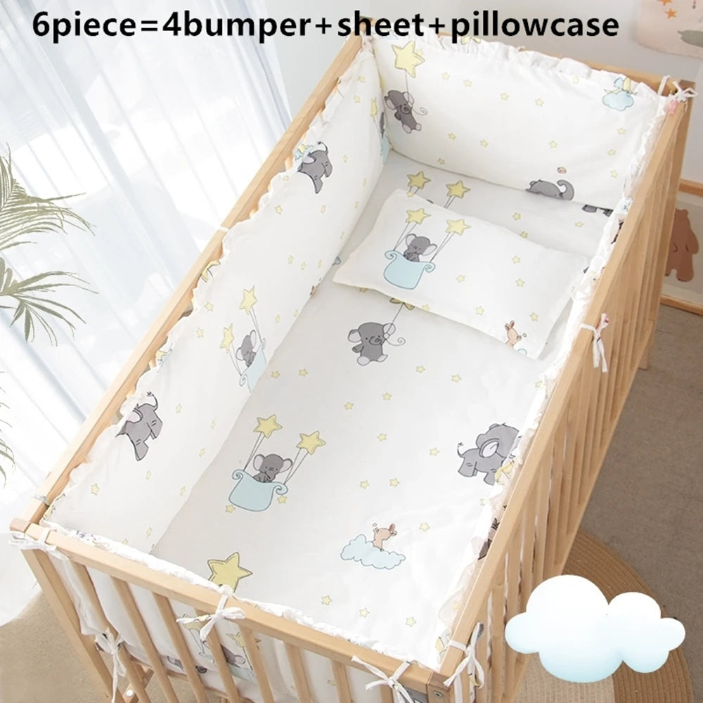6/9Pcs Elephant Crib Baby Bedding Set Cotton Crib Bumper Baby Cot Sets Newborns juego de cama 120*60/120*70Cm