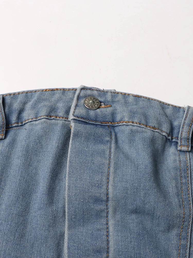 TWOTWINSTYLE Patchwork Pockets Streetwear Jumpsuits For Women Strapless Sleeveless Cold Shoulder High Waist Sexy Jumpsuit Female - AIAZ