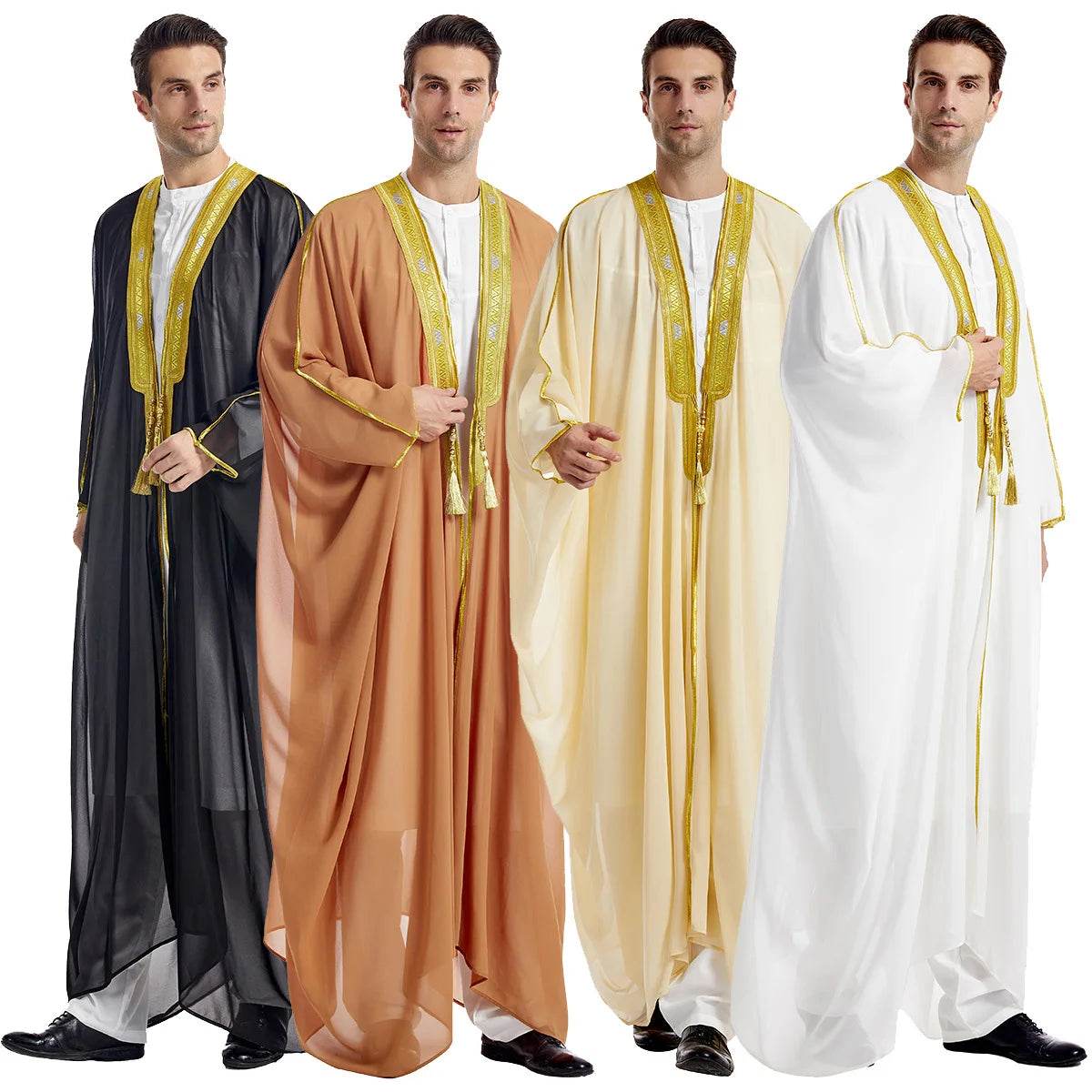 Islamic Clothing Men Robe Arabic Costumes Kaftan Muslim Man Moroccan Casual Long Dress Striped Middle East National Costume - AIAZ
