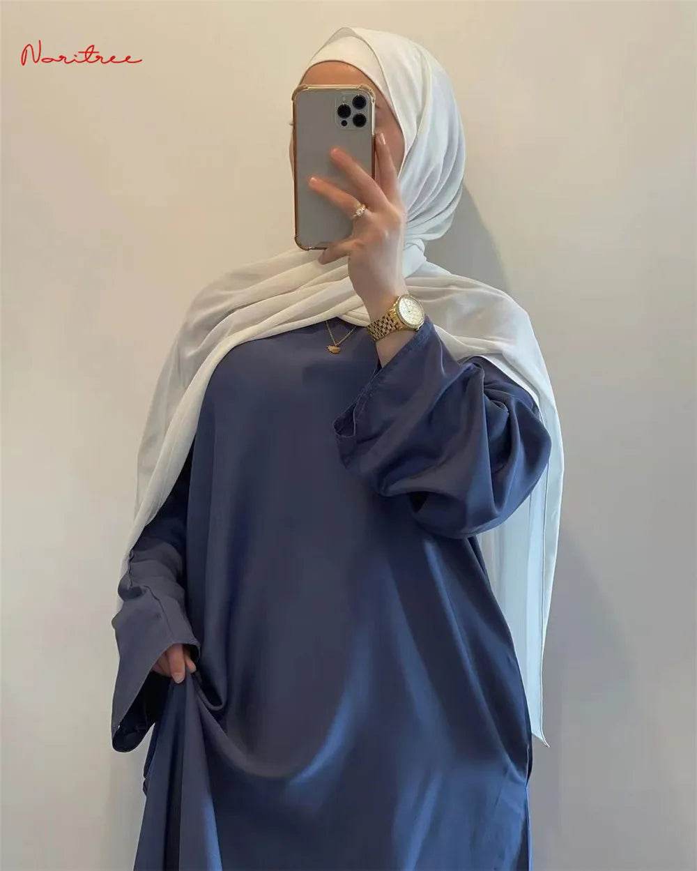 Fashion Sliky Djellaba Muslim Dress Dubai Full Length Flare Sleeved Soft Abaya Dubai Turkey Muslim Islam Robe WY921 - AIAZ