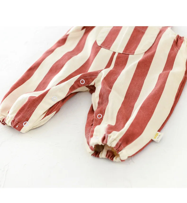 MILANCEL Baby Rompers Striped Baby Overall Bear Doll Infant Girls Jumpsuits Boys Clothes