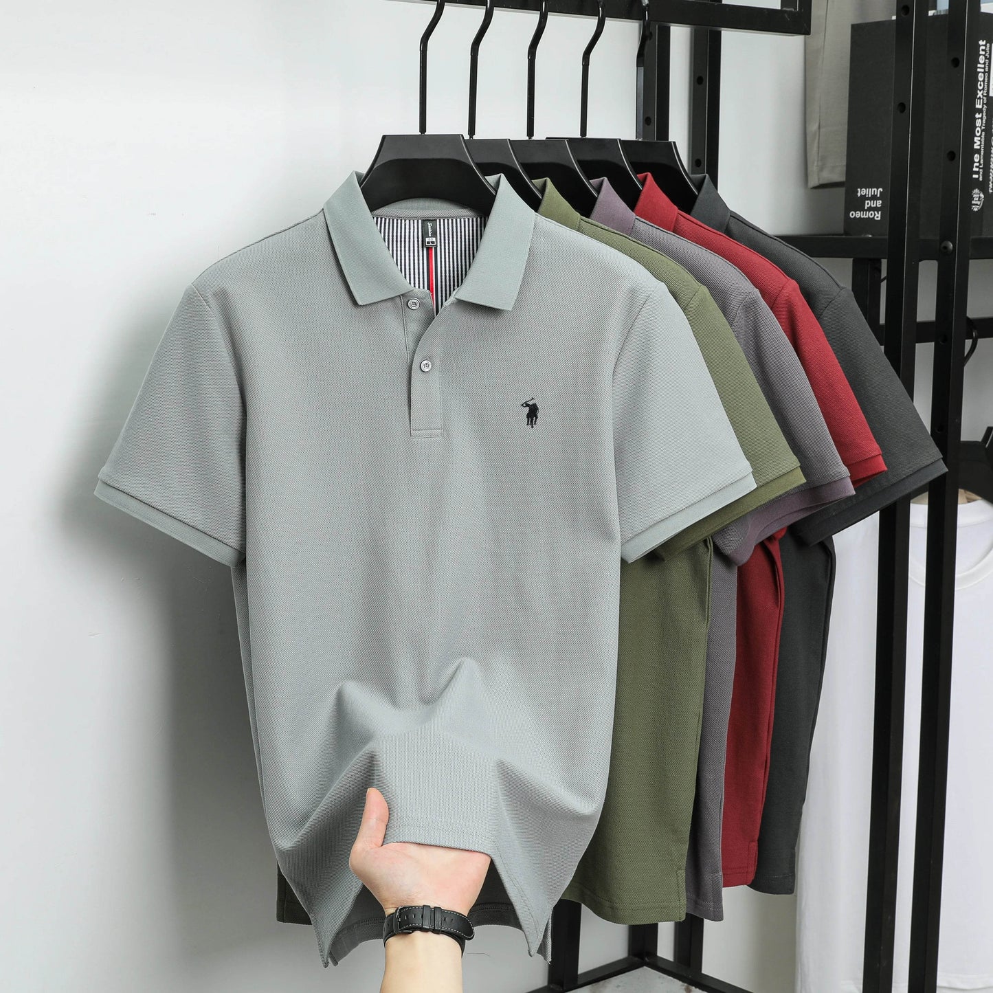 100% pure cotton summer new fashionable men's shortsleeved luxury customized business polo shirt exquisite embroidery Tshirt top - AIAZ