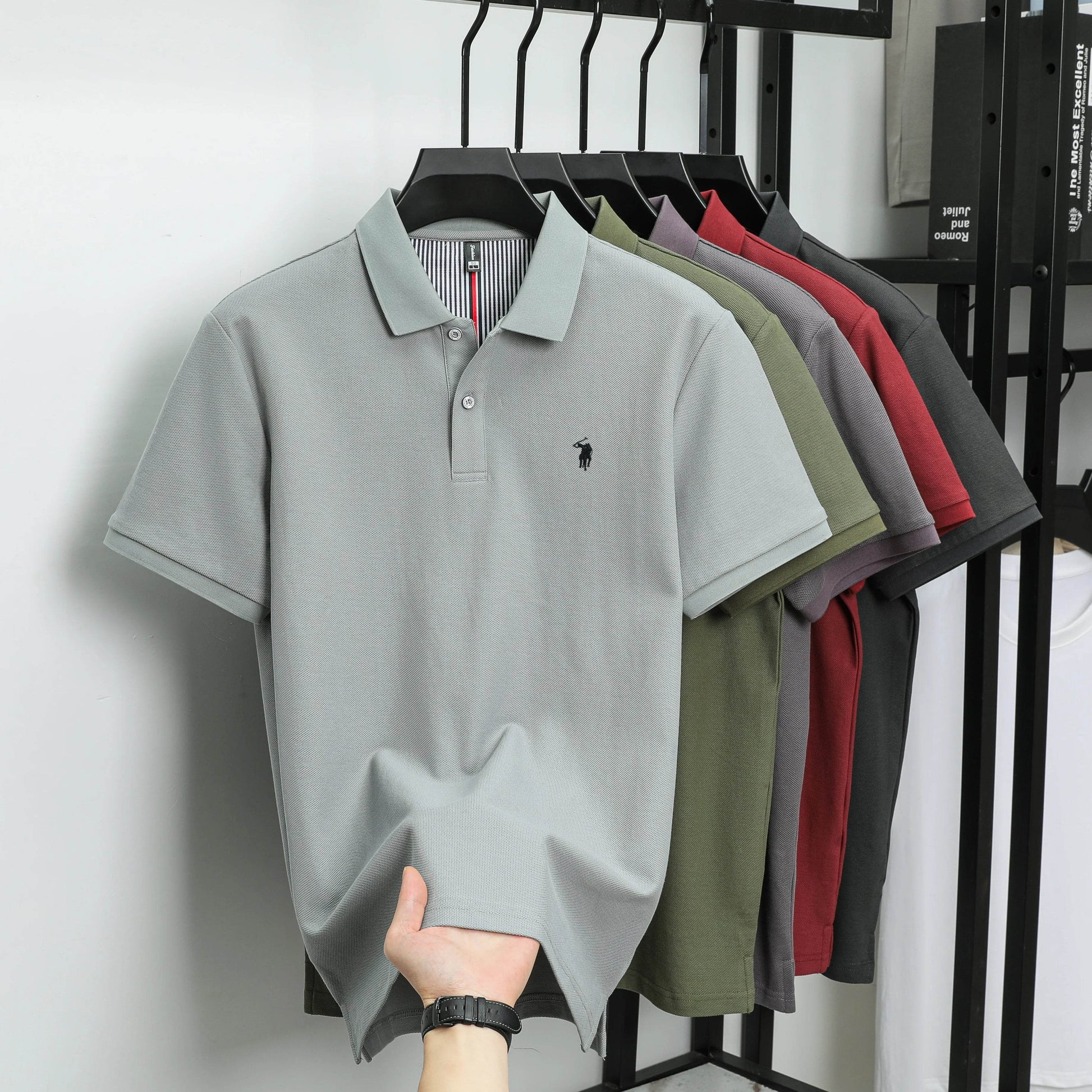 100% pure cotton summer new fashionable men's shortsleeved luxury customized business polo shirt exquisite embroidery Tshirt top - AIAZ