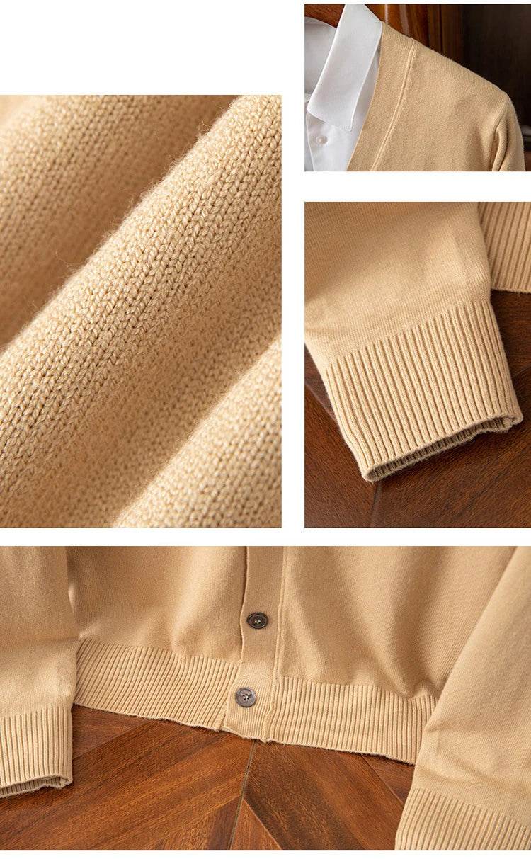 BROWON Brand Mens Sweater Cardigan Business Casual Classic V-neck Solid Color Cardigan Men Sweater Korean Fashion Mens Clothes - AIAZ
