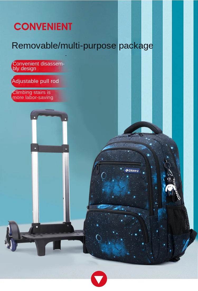 Children School bag with wheels school backpack On wheels School Trolley backpacks bags for boys wheeled School Rolling backpack - AIAZ