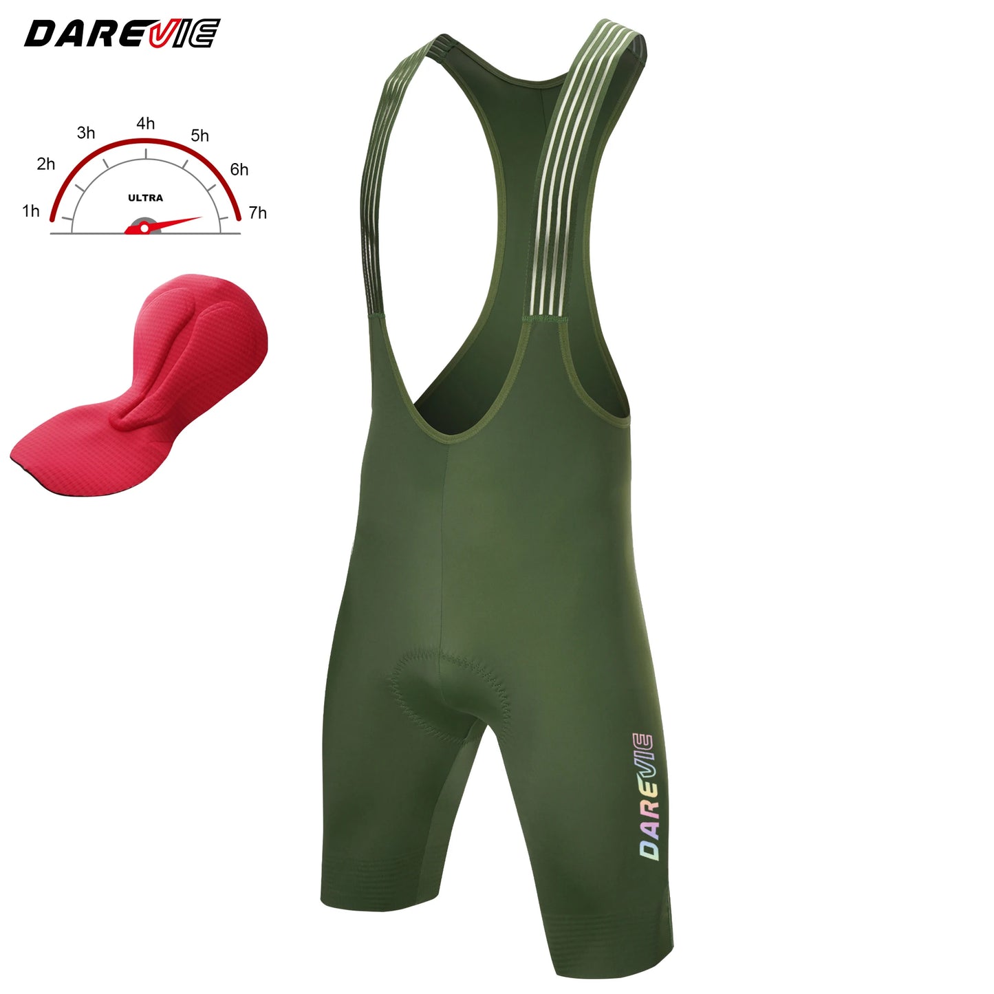 DAREVIE Cycling Bib Shorts Seamless 4.0 Italy ELASTIC-INTERFACE Pad Cycling Shorts Diamond Leg Gripper Men's Bretelelle Shorts