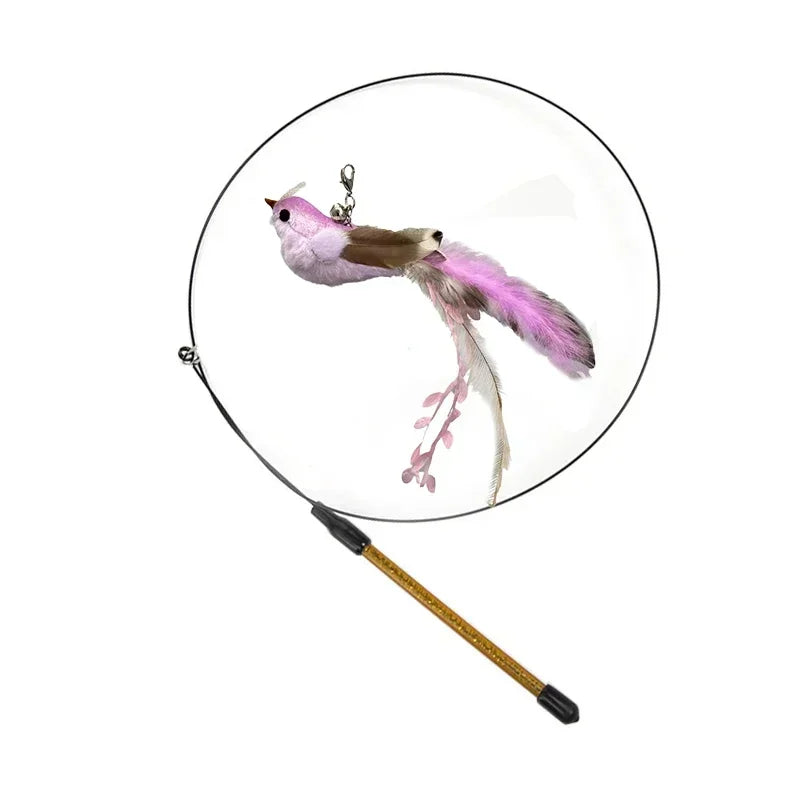 Simulation Bird Cat Toys Funny Interactive Peacock with Bell Cat Stick Toy for Kitten Playing Teaser Wand Toys Pet Cats Supplies