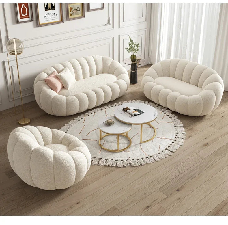 Lazy sofa that can be reclined or slept on, pumpkin sofa chair, small-sized lamb velvet fabric sofa, single sofa