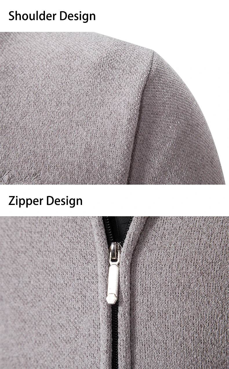 2023 Knitwear Spring and Autumn Men's Stand-up Collar Thick Warm Cardigan Sweater Winter Loose Casual Coat - AIAZ