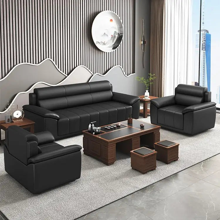 Office Sofa Coffee Table Combination Modern Simple Business Three-person Reception Negotiation Area a Full Pull-out Armchair