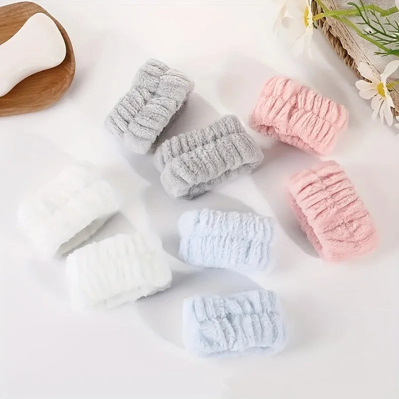 Coral Velvet Facial High-elastic Makeup Hairband Face Wash Wristband Set-face Wash, Facial Mask, Skin Care