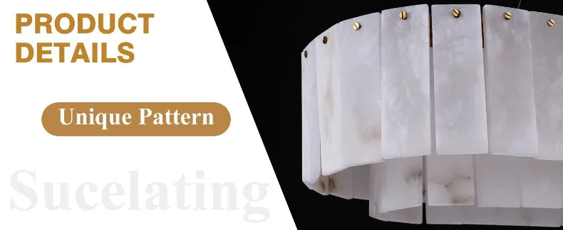 Rectangle Alabaster Chandelier for Living Room Bathroom Dining Room Decor Kitchen Foyer Adjustable Modern Marble Pendant Light