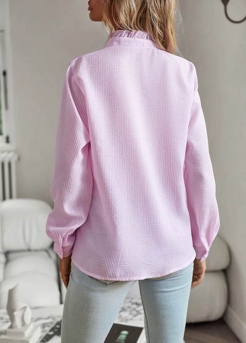 Fashion New Women Elegant Office Shirt,Long Sleeve Top Causal Comfort Simple Shirt,Shirts & Blouses,Tops For Women,Women Clothes - AIAZ