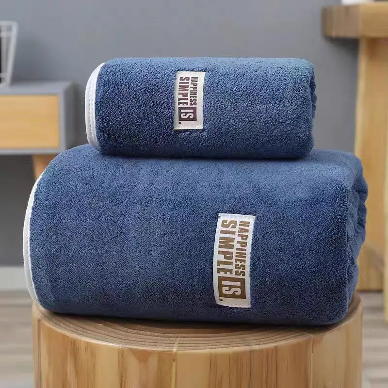 70*140cm high-density thickened coral fleece bath towel and 70*35cm towel, new style, 2-piece set, soft, antibacterial, high-gra