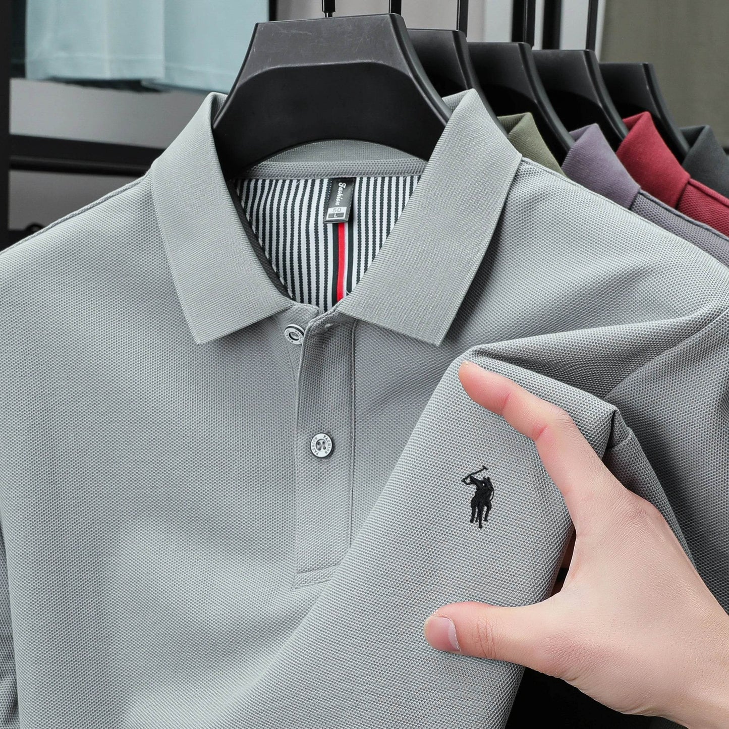 100% pure cotton summer new fashionable men's shortsleeved luxury customized business polo shirt exquisite embroidery Tshirt top - AIAZ