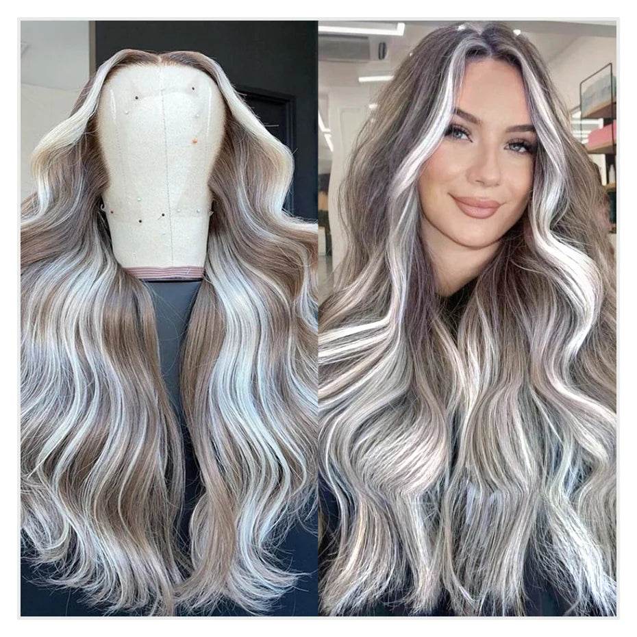 Ash Blonde Wig Highlight 13x6 Hd Lace Frontal Wigs Straight Vietnamese Raw Hair Wig 613 Blonde Colored Human Hair Wigs For Women - AIAZ