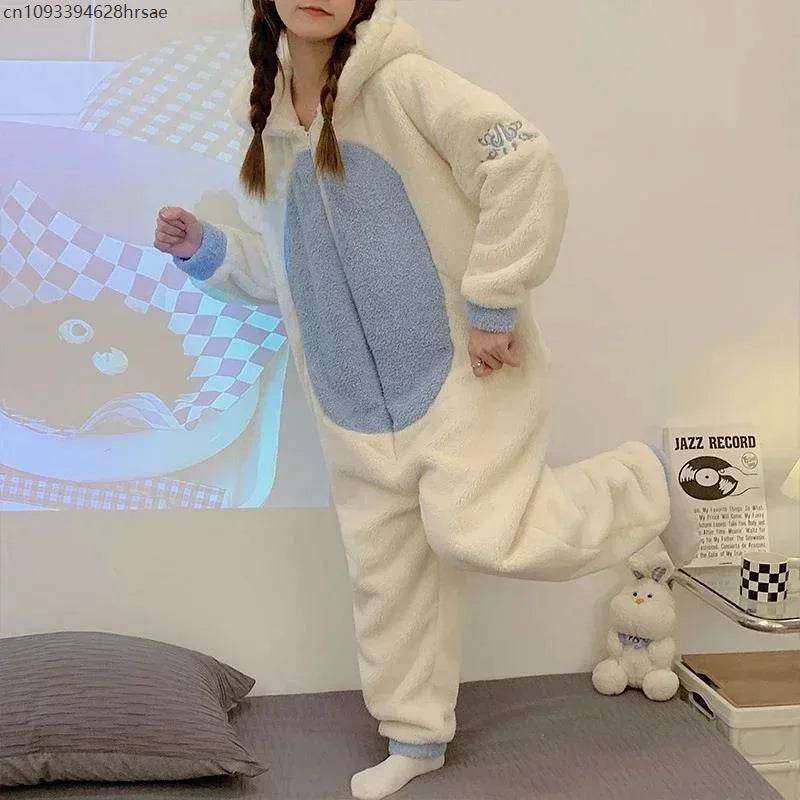 Winter Adult Kigurumis Women Pijama Onesie Jumpsuits Cartoon Sleepwear Pyjama Thicken Hoodie Korean Girls Leisure Wear Pajamas - AIAZ