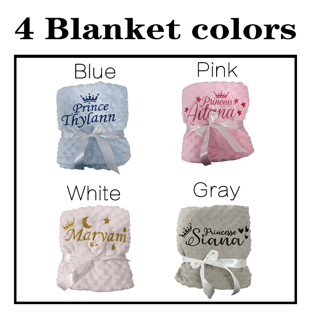 Personalized Bubble Minky Fleece Baby Blanket with Name DIY Custom Toddler Crib Stroller Blanket For Newborn Baby Birthday Gift