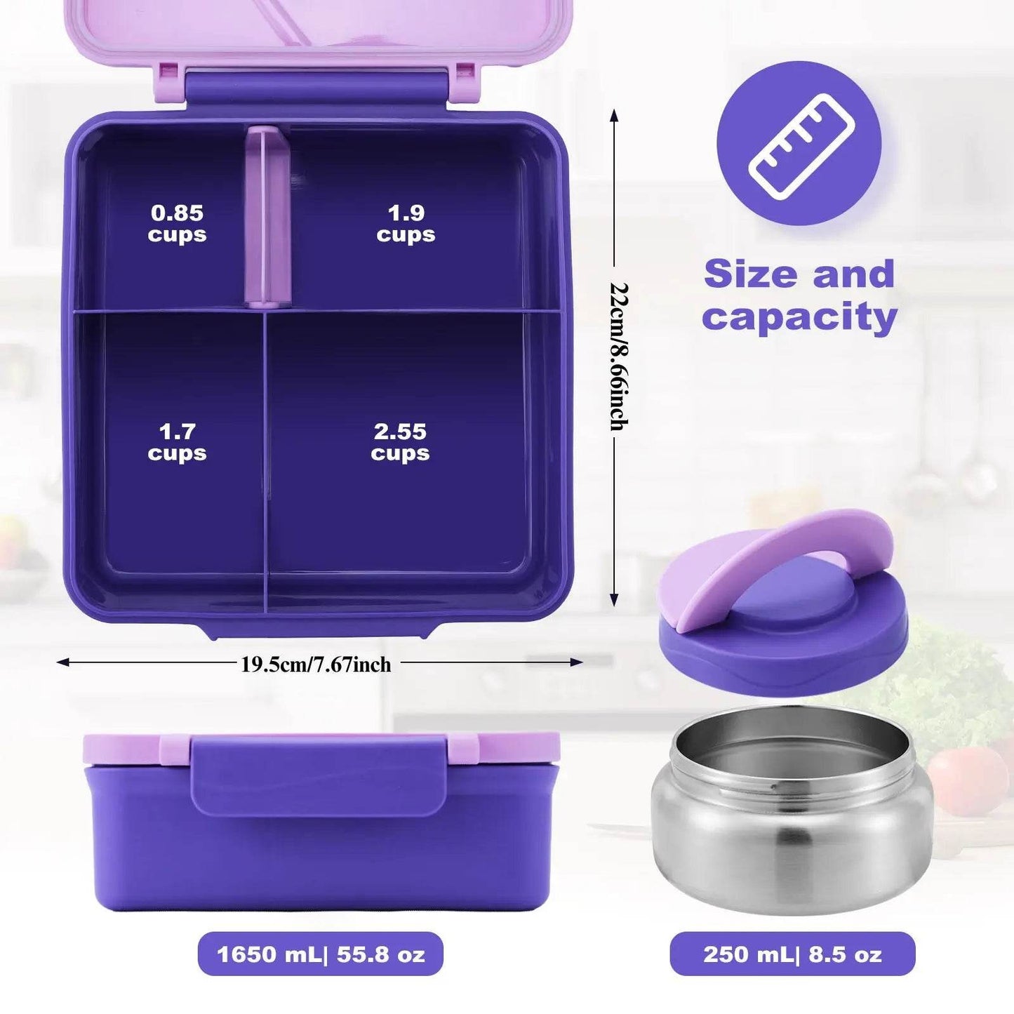 Four-Grid Lunch Box With Insulated Soup, For Teenagers And Workers At School, Canteen, Back School - AIAZ