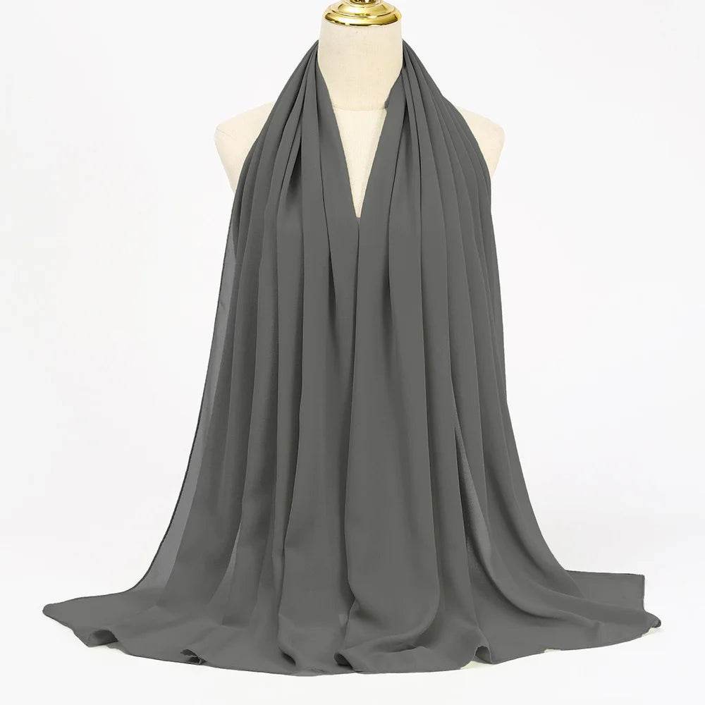 Muslim Chiffon Hijab Scarf Women Long Solid Color Head Wrap For Women Hijabs Scarves Ladies Muslim Veil Jersey Hijabs - AIAZ