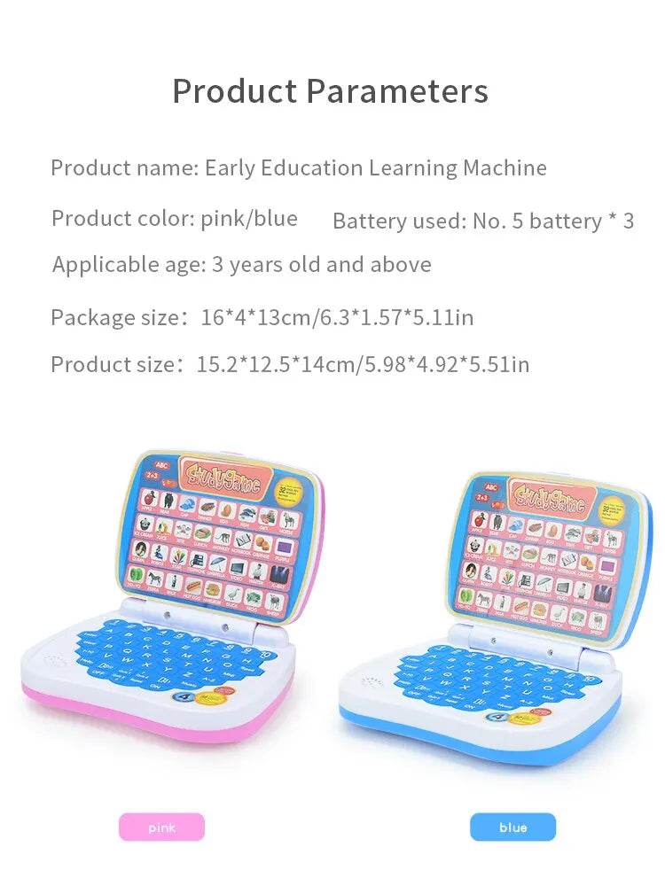 English Learning Small Laptop Toy for Kids 2-3 Years. Boys and Girls Computer for Aphabet ABC.Numbers.Words.Spelling.Maths.Music - AIAZ