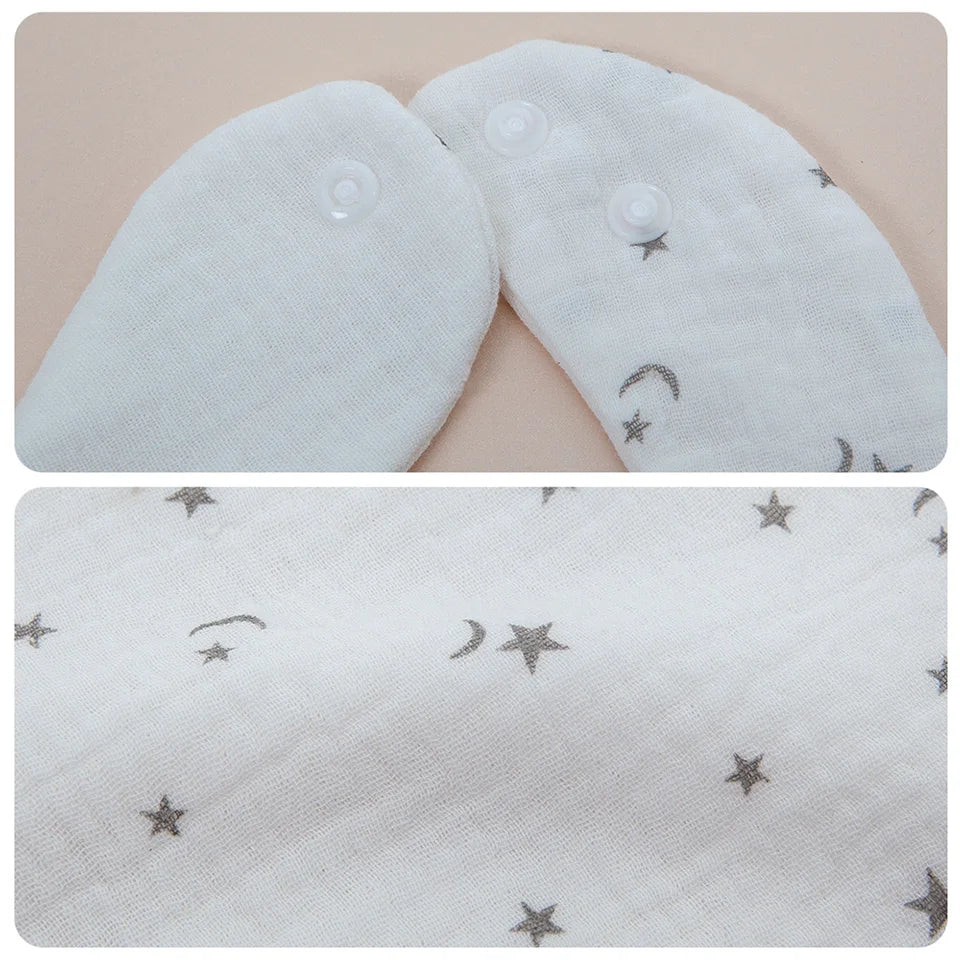 2Pcs/Set Baby Bibs Reusable Saliva Towel Good Absorption Soft 100% Cotton Gauze Cartoon Print Adjustable Baby Feeding Bibs