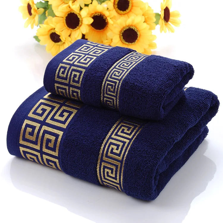 2pcs Set Black Bathroom Towel Sets 100% Cotton Embroidered Bathroom Towel Christmas Gift Sport Towel Sets Home Hotel Use 수건 세트