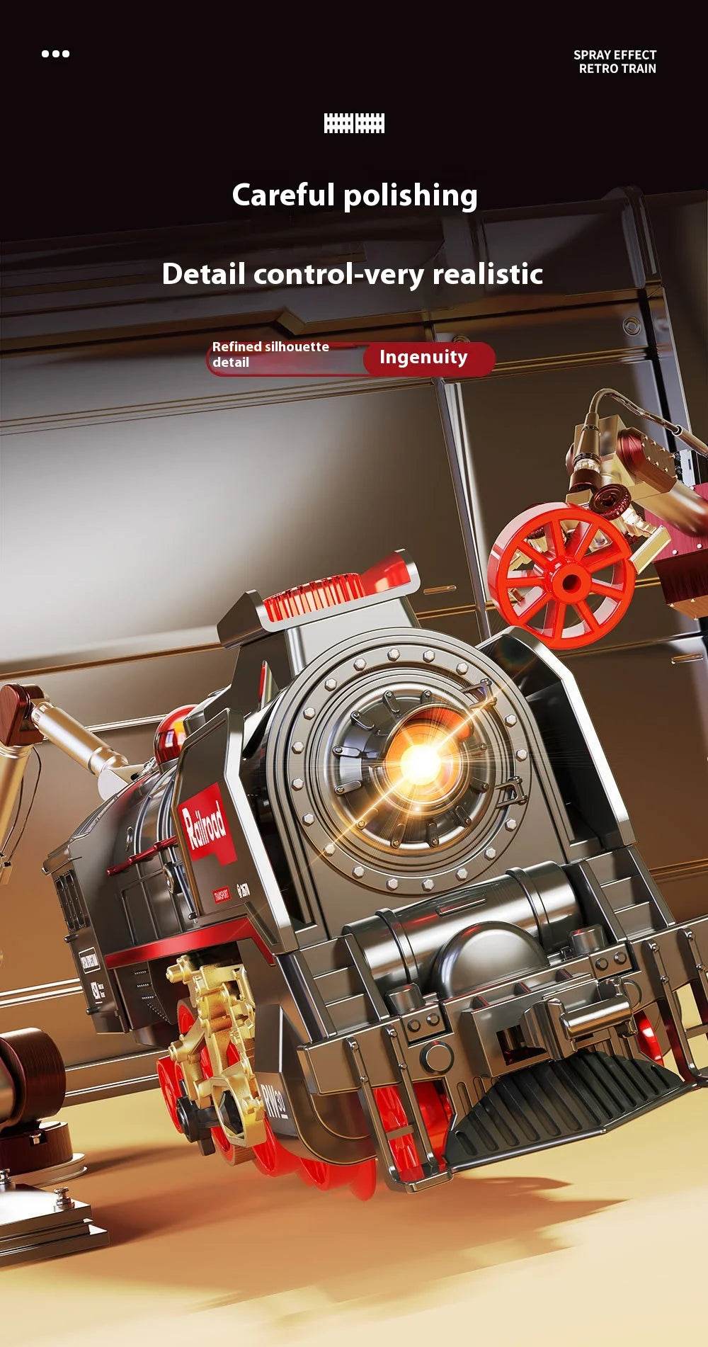 Electric Remote Control Steam Train Toy Green Children's Small Train Color Box Boy's Birthday Gift - AIAZ