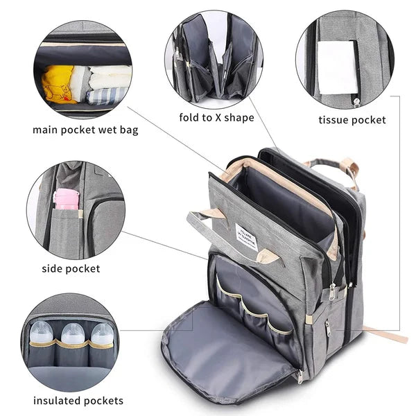Mommy Bag Outdoor Bottle Carrier Diaper Bag Multi-functional Extended Bag Baby Seat Sleep Feeding Bag Large Capacity Backpack