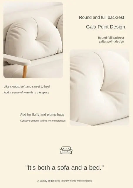 Folding Sofa Bed Dual Use Single Small Unit Balcony Living Room Multi Functional Clouding Stretching Relaxing Sofa Two Seat