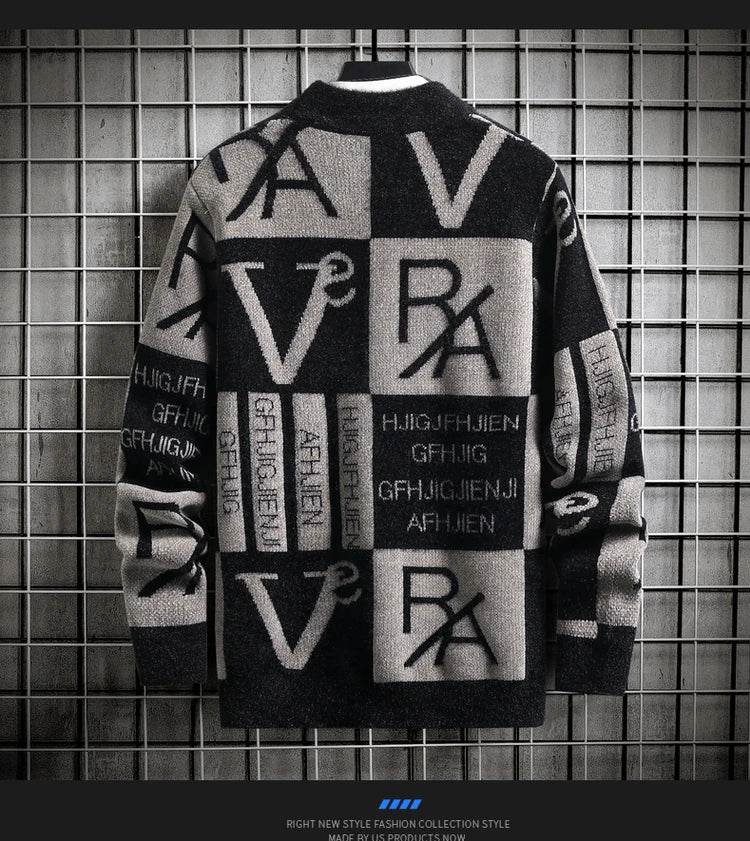 Men Knitted Sweater Stripe Pullovers Printing Round Neck Sweater Autumn/Winter Designer Quality Casual Men Clothing Jumper - AIAZ