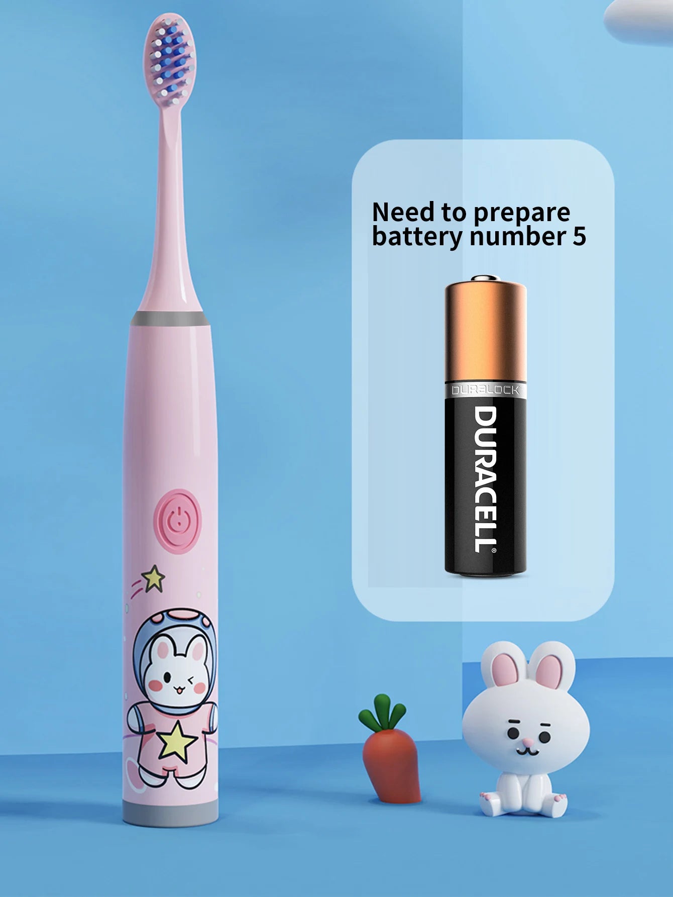 Children's Electric Toothbrush Color Cartoon Space Series Children's Soft Hair Cleaning Brush (Battery Not Included)