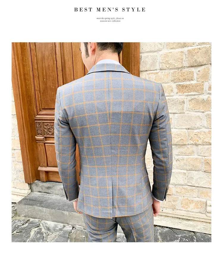 2025 Suit (Blazer+ Pants) Men's Fashion Hosts British Style Work Business Wedding Casual Art Style Elegant Gentleman Suit M-5XL - AIAZ