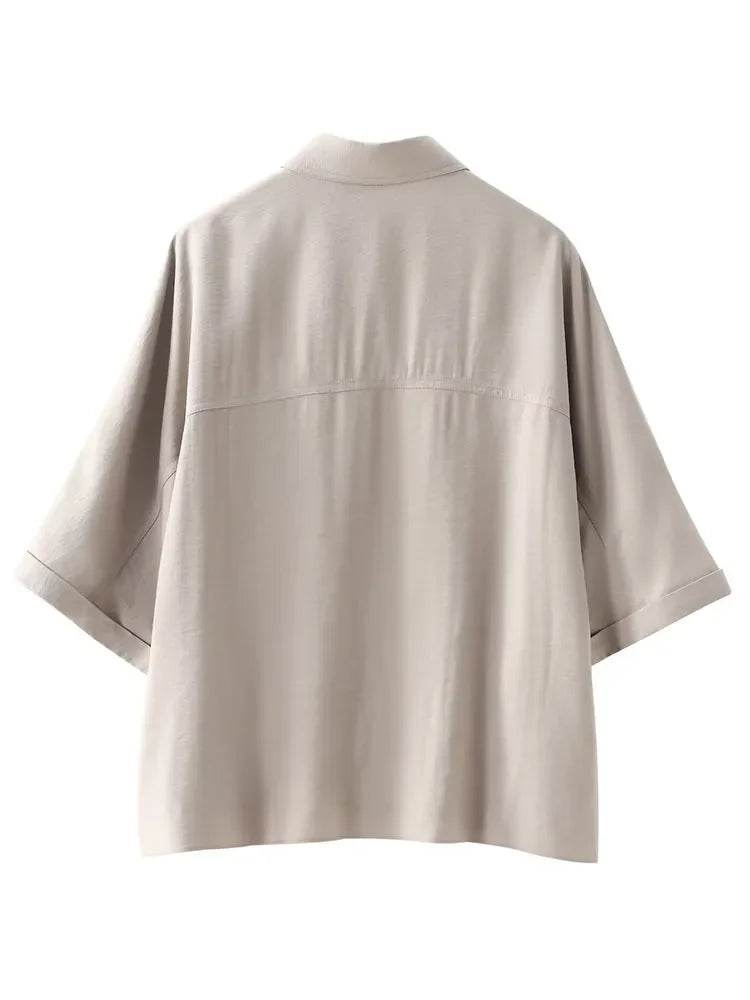 Pajama Style Pants Sets Women 2 Pieces Fashion Oversized Shirts Tops Trousers Women's Suit Two Piece Set Women Outfit - AIAZ