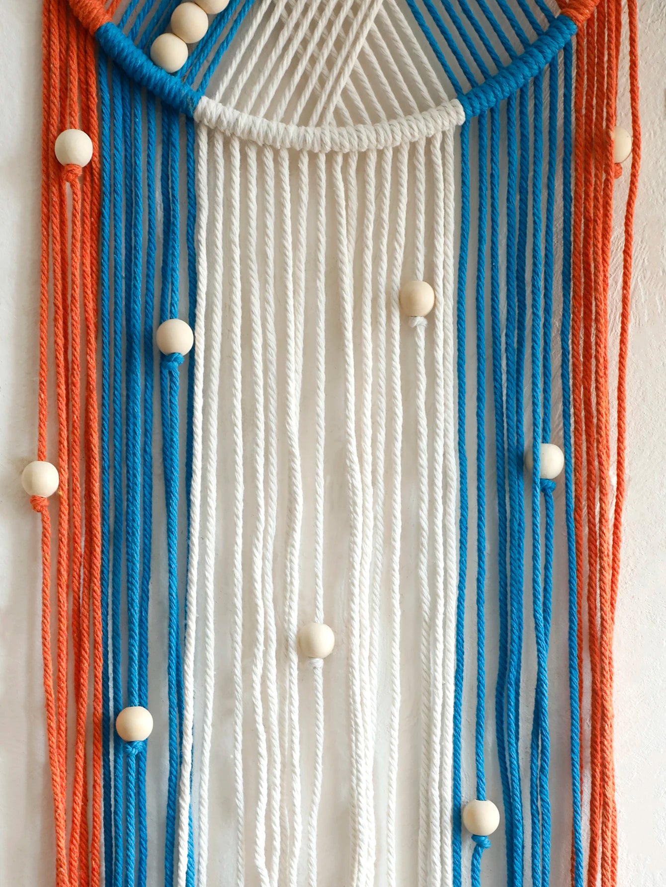 Handmade Macrame Wall Hanging Tapestry with Fringe and Wooden Beads for Living Room Bedroom or Nursery Large Bohemian Decor Gift