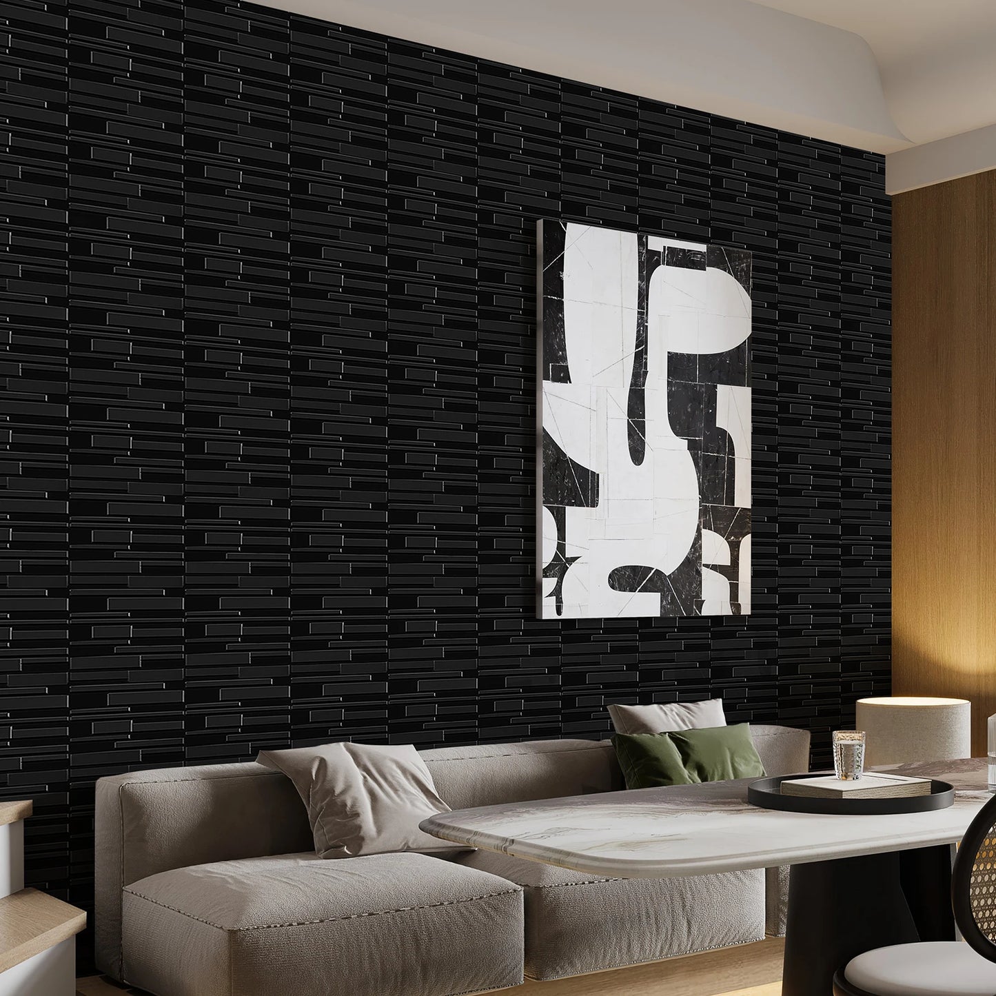 KUUJOJO 3D textured wall panel for indoor wall decoration, suitable for living room, hall, bedroom, hotel, office, send tape